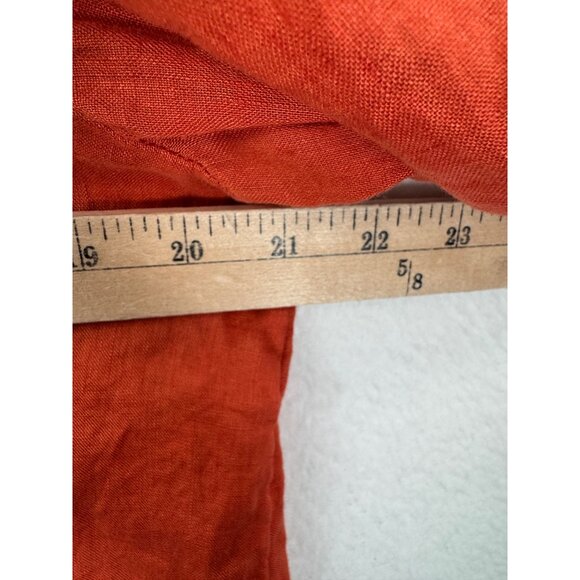 J.Jill Roll Tab Sleeve Orange tunic button down Linen shirt sz M - Picture 5 of 6